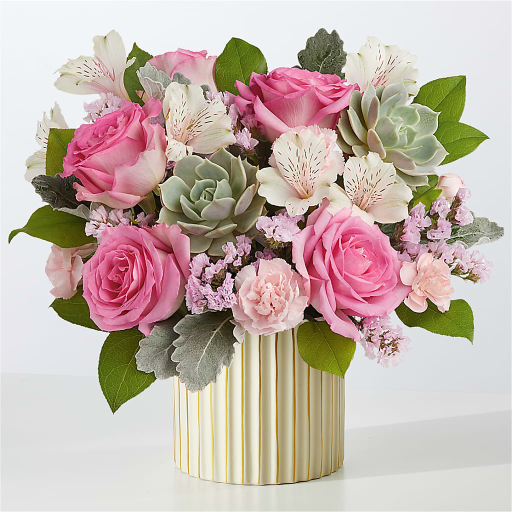 Dusty Rose Bouquet with Ivory Vase – Unique Designs Llc, Fulton MO