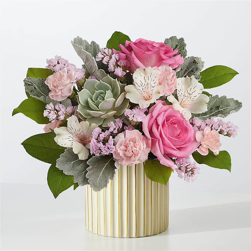 Dusty Rose Bouquet with Ivory Vase – Unique Designs Llc, Fulton MO
