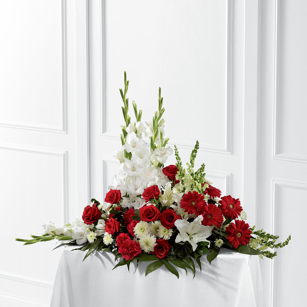 Crimson & White Arrangement – Unique Designs Llc, Fulton MO