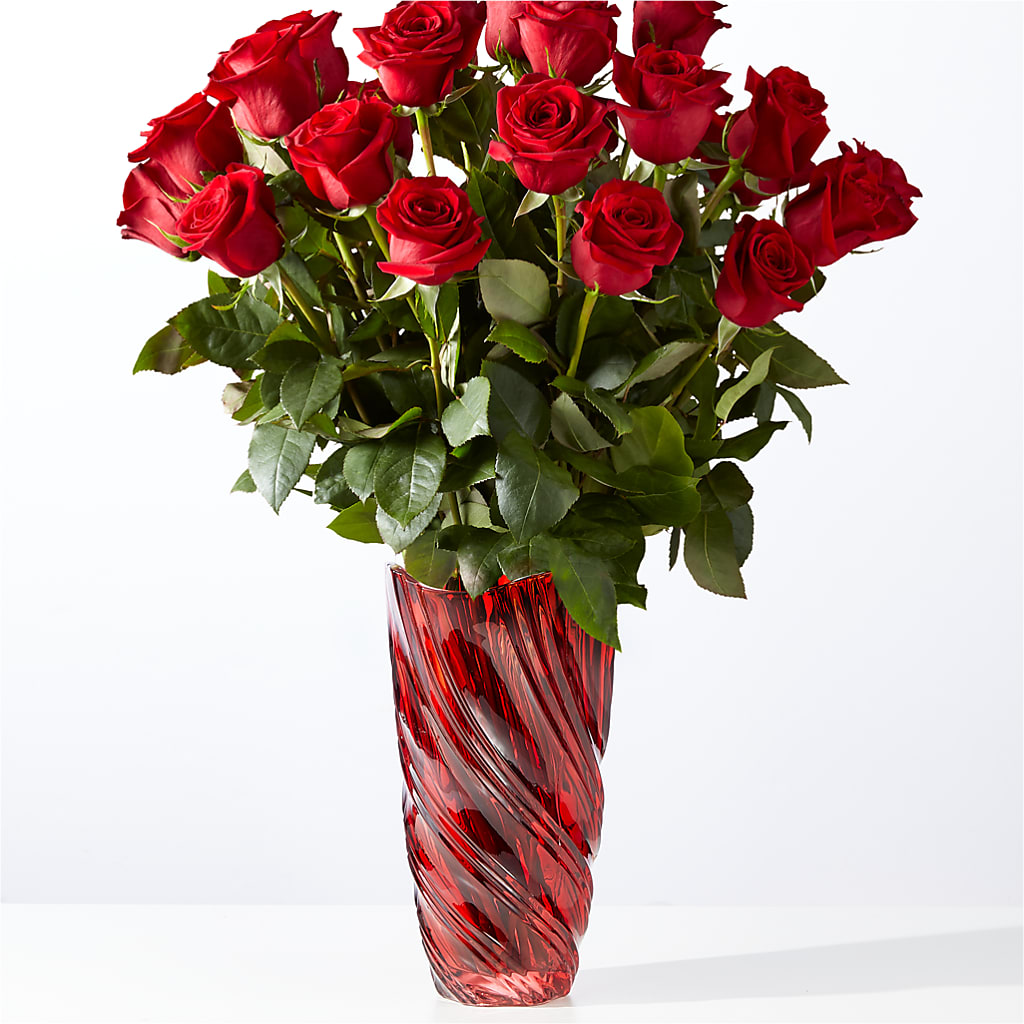 Classic Love Red Rose Bouquet with Luxe Swirl Vase – Unique Designs Llc, Fulton MO