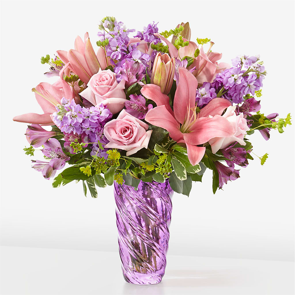Precious Petals Bouquet with Luxe Swirl Vase – Unique Designs Llc, Fulton MO