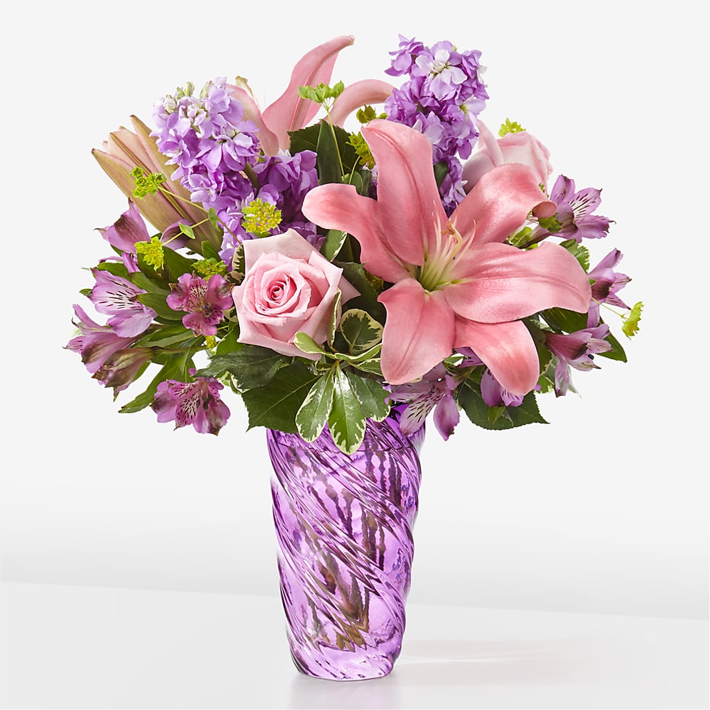 Precious Petals Bouquet with Luxe Swirl Vase – Unique Designs Llc, Fulton MO