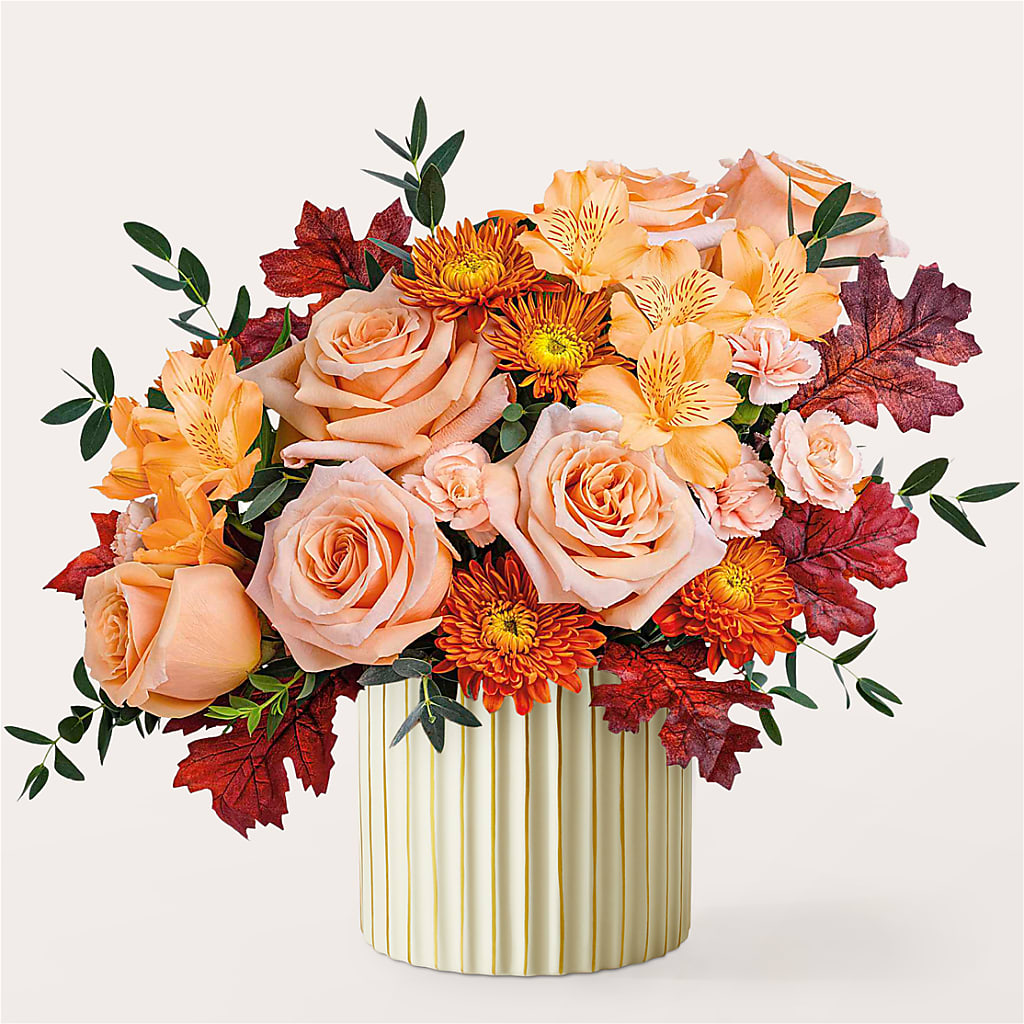 Spiced Latte Bouquet with Ivory Vase – Unique Designs Llc, Fulton MO