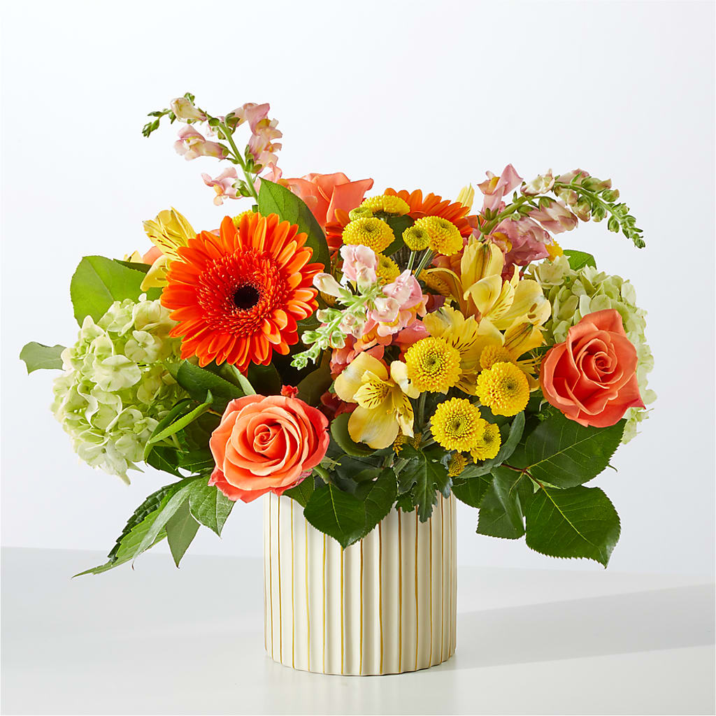 Autumn Sunshine Bouquet with Ivory Vase –  Unique Designs Llc, Fulton MO